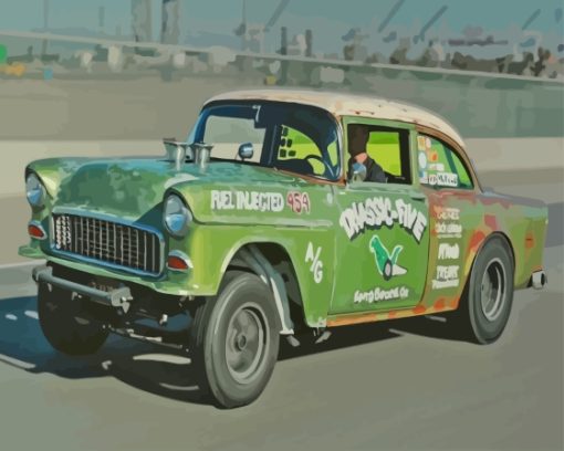 Green Gasser Old Car Diamond Painting