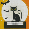 Halloween Cat And Piano Diamond Painting