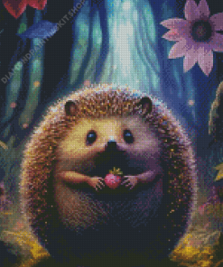 Hedgehog And Strawberry Diamond Painting