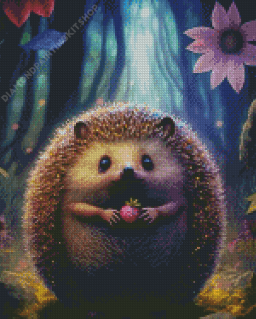 Hedgehog And Strawberry Diamond Painting