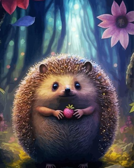 Hedgehog And Strawberry Diamond Painting