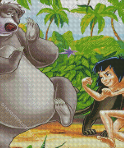 Mowgli And Baloo Playing Diamond Painting