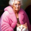 Old Woman And Cat Diamond Painting