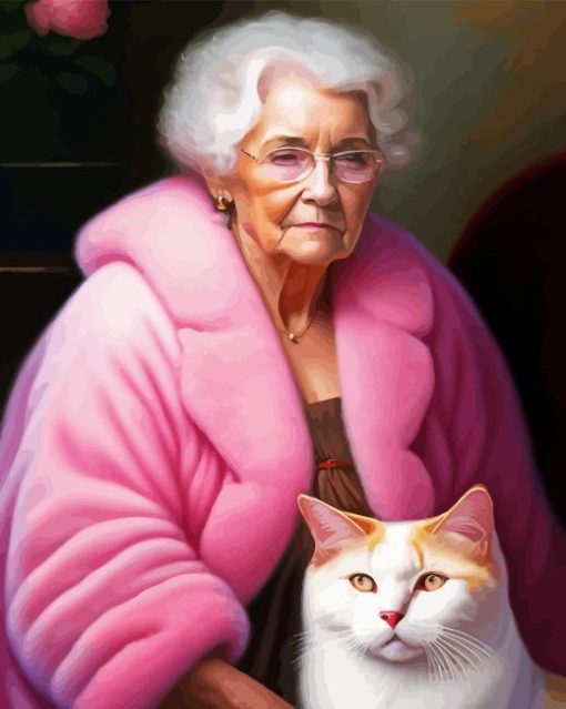 Old Woman And Cat Diamond Painting