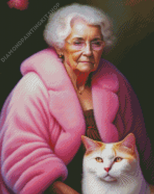 Old Woman And Cat Diamond Painting