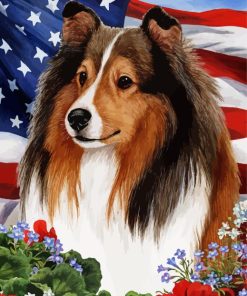 Patriotic Sheltie Sable Diamond Painting