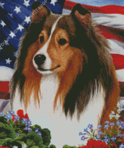 Patriotic Sheltie Sable Diamond Painting