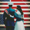 Patriotic Couple Front Of American Flag Diamond Painting