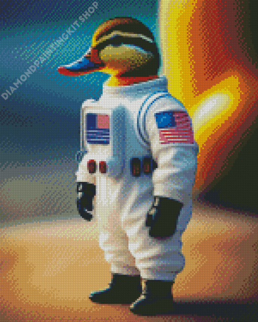 Duck Wearing Astronaut Suit Diamond Painting