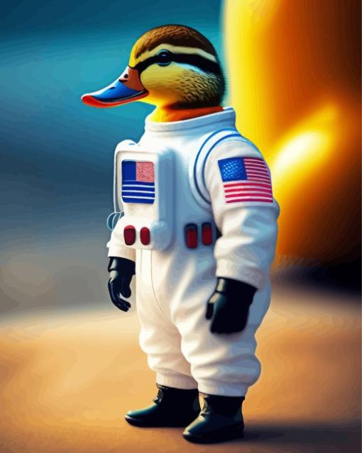 Duck Wearing Astronaut Suit Diamond Painting