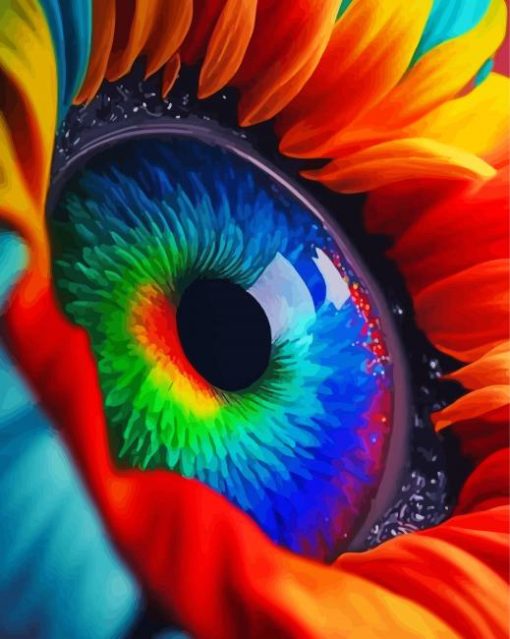 Rainbow Sunfower Eye Diamond Painting