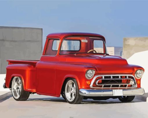 Red Camionnette Chevrolet Diamond Painting