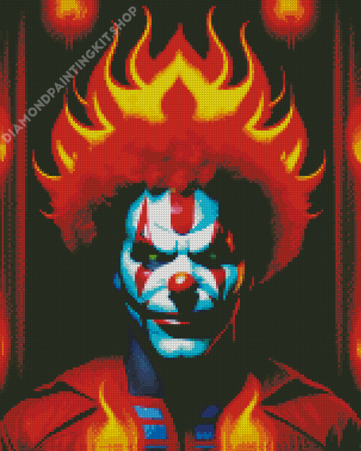 Scary Fire Clown Diamond Painting