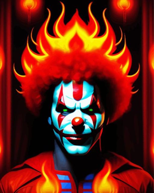 Scary Fire Clown Diamond Painting