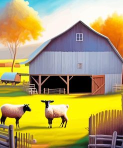 Sheeps In Farm Diamond Painting