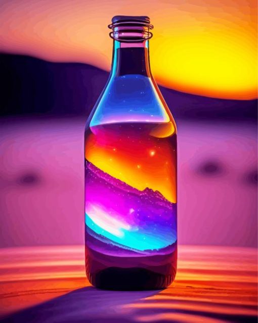 Sunset Neon Galaxy Bottle Diamond Painting