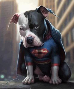 Black And White Superman Dog Diamond Painting