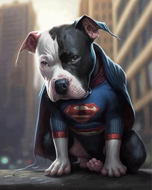 Black And White Superman Dog Diamond Painting