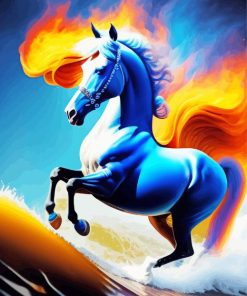 White Horse Fire Diamond Painting