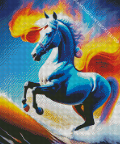 White Horse Fire Diamond Painting