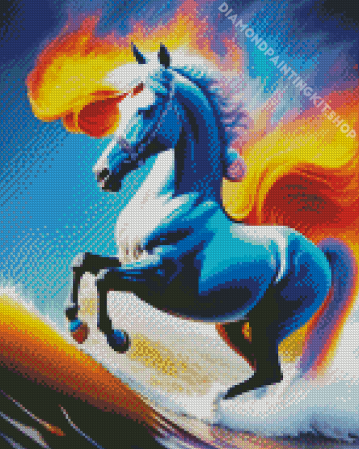 White Horse Fire Diamond Painting