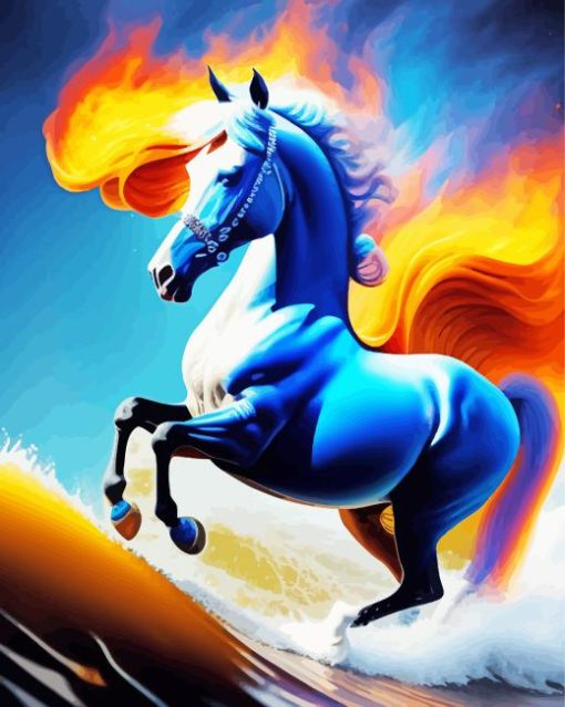 White Horse Fire Diamond Painting