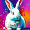 White Splatter Easter Bunny Diamond Painting