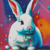 White Splatter Easter Bunny Diamond Painting