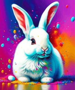 White Splatter Easter Bunny Diamond Painting