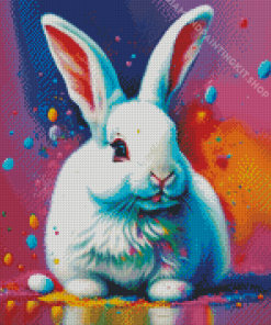 White Splatter Easter Bunny Diamond Painting