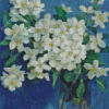 White Vintage Jasmine Flower Diamond Painting