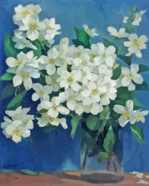 White Vintage Jasmine Flower Diamond Painting