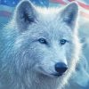 White Wolf And American Flag Diamond Painting