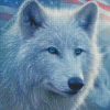 White Wolf And American Flag Diamond Painting