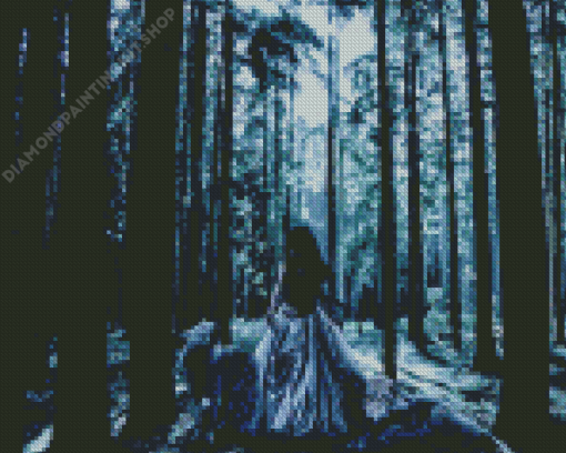 Woman And Wolf In Forest Diamond Painting