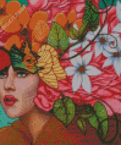 Woman Flower Power Diamond Painting