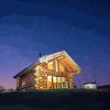 Wooden Cabin At Night Diamond Painting