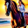 Bareback Riding Girl At Sunset Diamond Painting