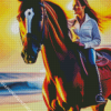 Bareback Riding Girl At Sunset Diamond Painting