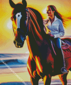 Bareback Riding Girl At Sunset Diamond Painting