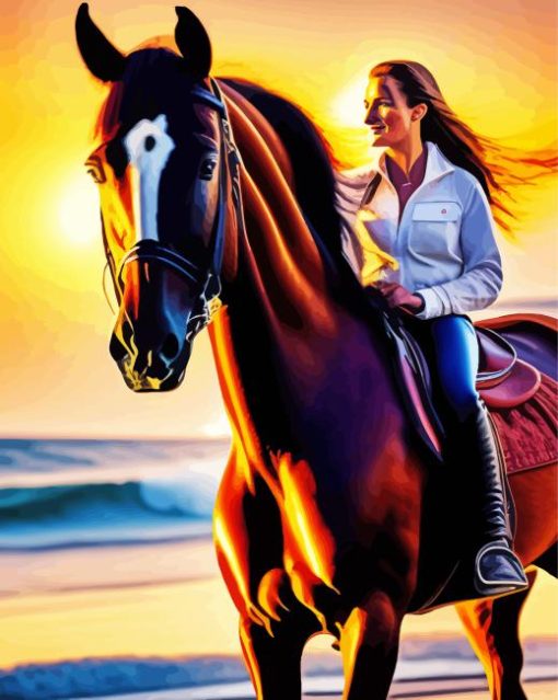 Bareback Riding Girl At Sunset Diamond Painting