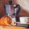 Coffee Still Life With Croissant Diamond Painting