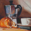 Coffee Still Life With Croissant Diamond Painting