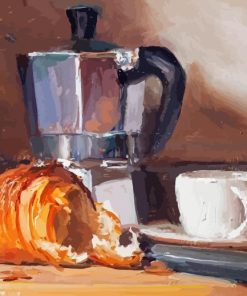 Coffee Still Life With Croissant Diamond Painting