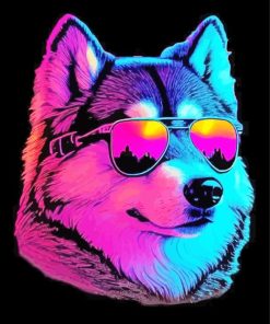 Colorful Alaskan Malamute Diamond Painting