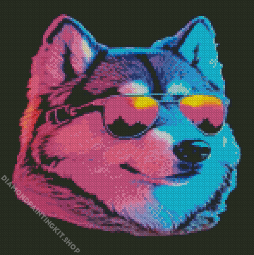 Colorful Alaskan Malamute Diamond Painting