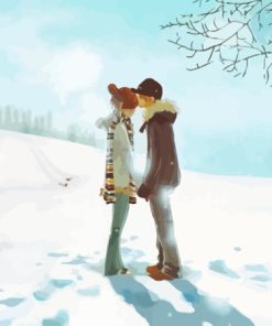 Couple In Snow Art Diamond Painting