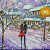 Couple In Snow Winter Scene Art Diamond Painting