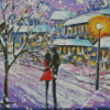 Couple In Snow Winter Scene Art Diamond Painting