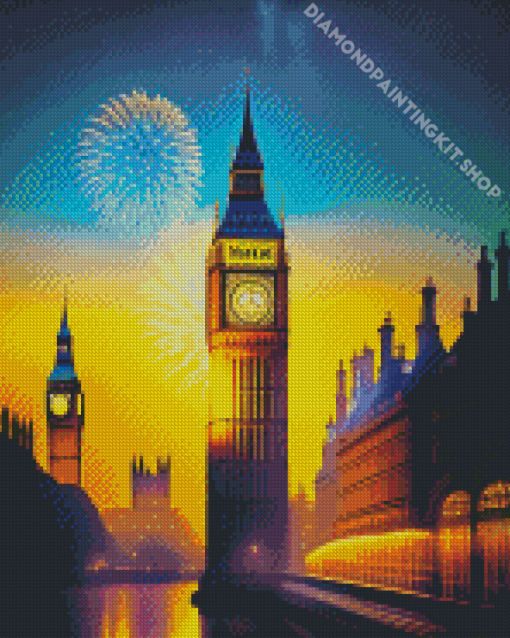 Fireworks London Bridge Diamond Painting